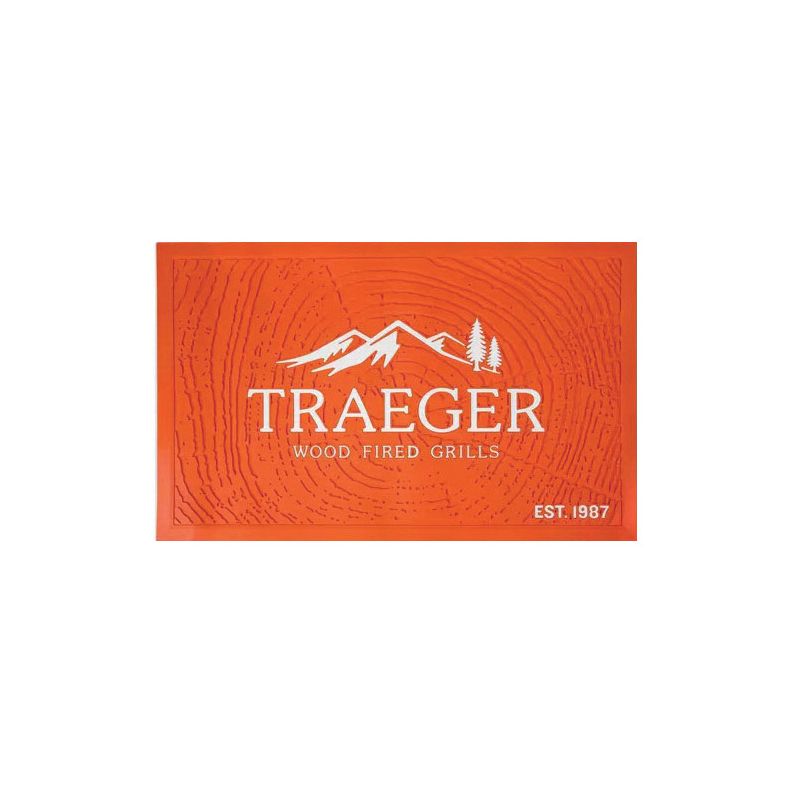 Traeger BAC636 Grill Mat, 29-1/2 in L, 47-1/2 in W, PVC, Orange/White Orange/White