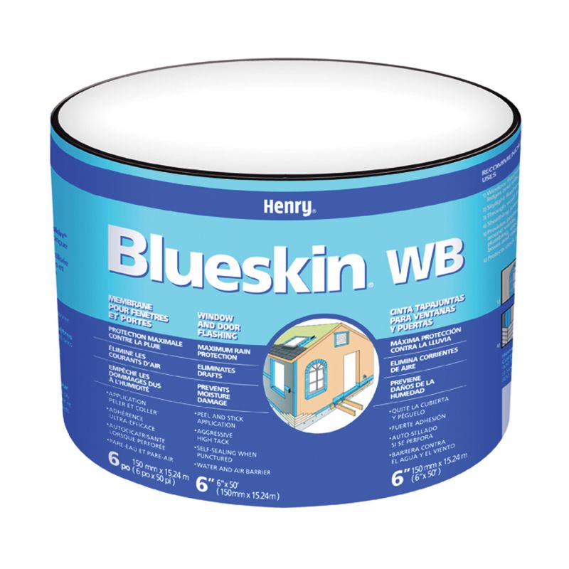 Blueskin WB BH200WB4559 Window and Door Flashing, 50 ft L, 4 in W, Blue, Self-Adhesive Blue