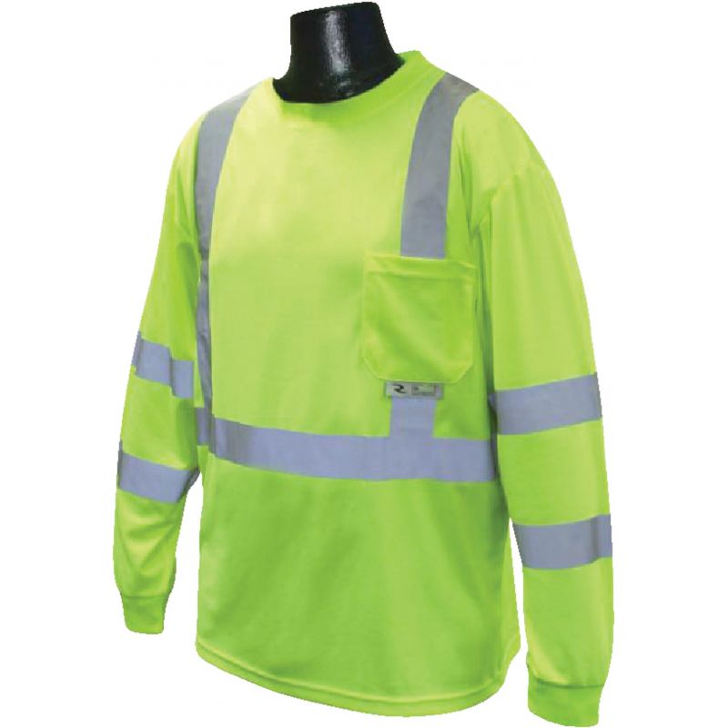 Radians Rad Wear Class 3 Long Sleeve Safety T-Shirt XL, Hi-Vis Green