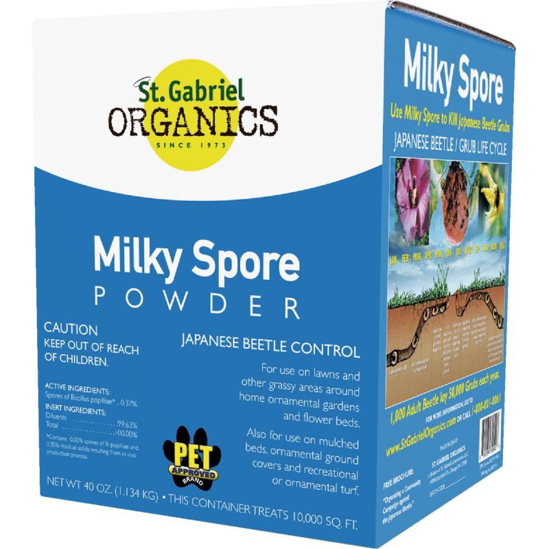 St Gabriel Organics Milky Spore Grub Beetle Killer Powder 40 Oz., Dispenser