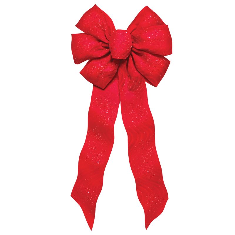Holidaytrims 6675 Gift Bow, 8-1/2 x 14 in, Hand Tied Design, Cloth, Red/Silver 8-1/2 X 14 In, Red/Silver