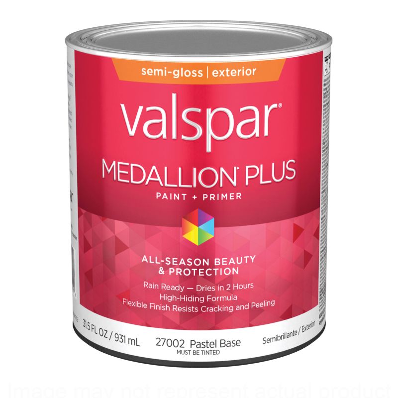 Valspar Medallion Plus 2600 05 Latex Paint, Acrylic Base, Semi-Gloss Sheen, Pastel Base, 1 qt Pastel Base