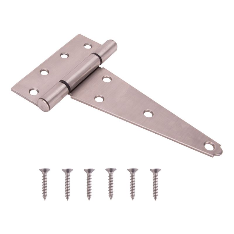 ProSource HTH-S06-C1PS T-Hinge, Stainless Steel, Brushed Stainless Steel, Fixed Pin, 180 deg Range of Motion
