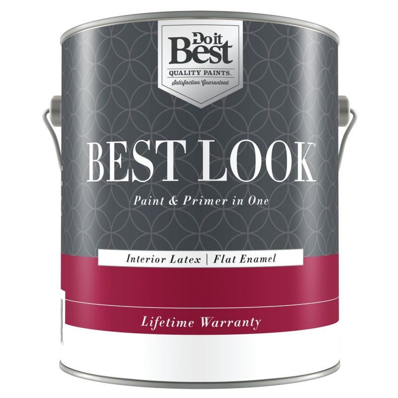 Best Look Latex Premium Paint &amp; Primer In One Flat Enamel Interior Wall Paint Ultra White, 1 Gal.