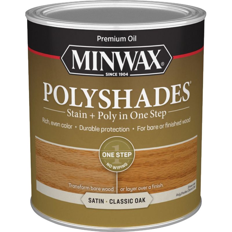 Minwax Polyshades Stain &amp; Finish Polyurethane In 1-Step Classic Oak, 1 Qt.