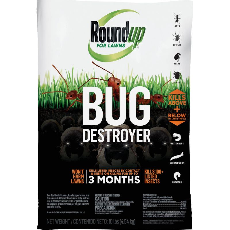 Roundup For Lawns Bug Destroyer Insect Killer 10 Lb., Spreader