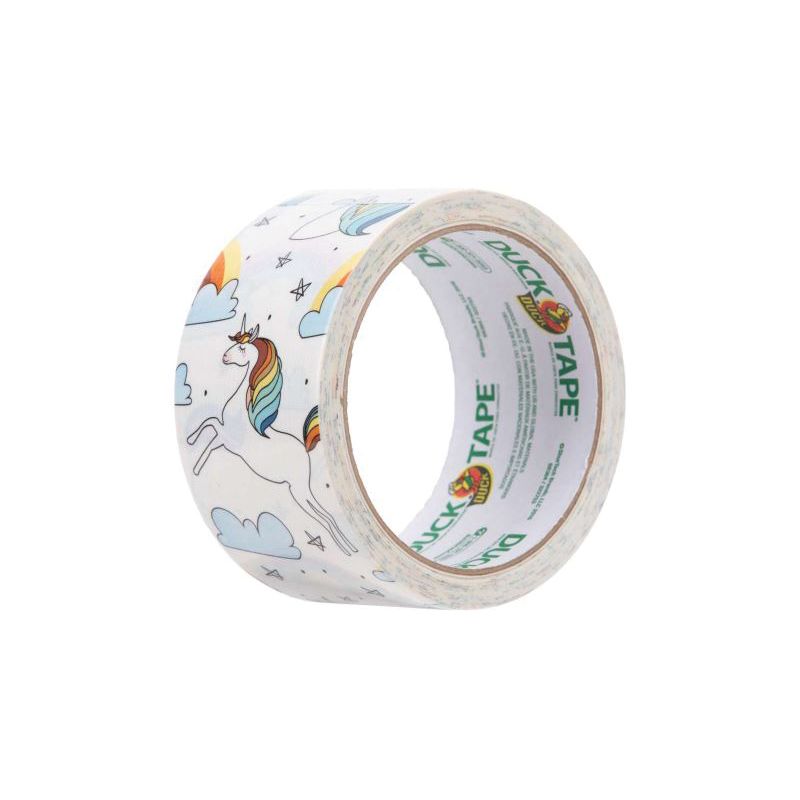 Duck 241818 Printed Duck Tape, Whimsical Unicorns, 10 yd L, 1.88 in W, Cloth/Polyethylene Backing
