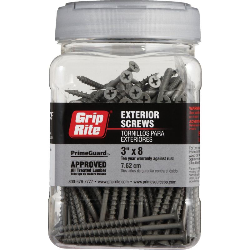 Grip-Rite PrimeGuard Standard Gray Deck Screw #8 X 3 In., Gray, #2