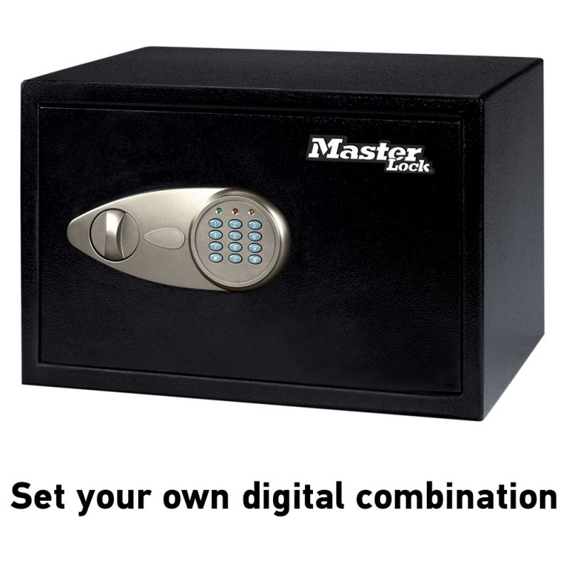 Master Lock X055ML Digital Safe, 0.5 cu-ft Capacity, 8.7 in H x 13.8 in W x 10.6 in D Exterior, Steel, Black/Gray 0.5 Cu-ft, Black/Gray