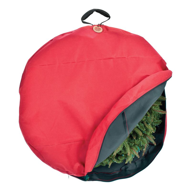 Treekeeper SB-10154 Wreath Storage Cover, 30 in, 30 in Capacity, Polyester, Red 30 In, 30 In, Red