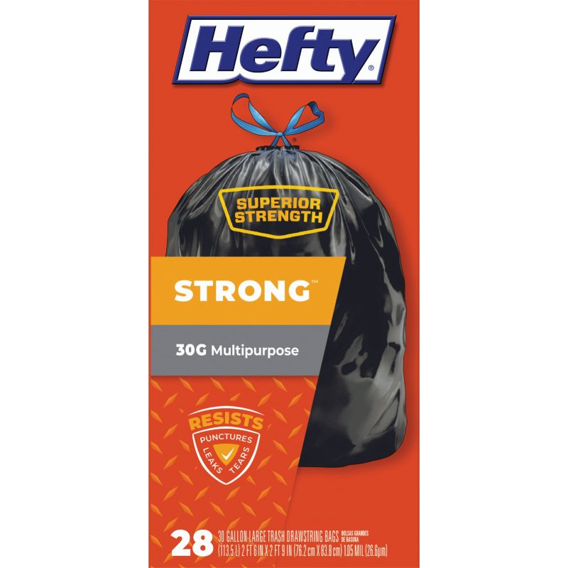 Hefty Ultra Strong Multipurpose Large Trash Bags, Black, 30 Gallon