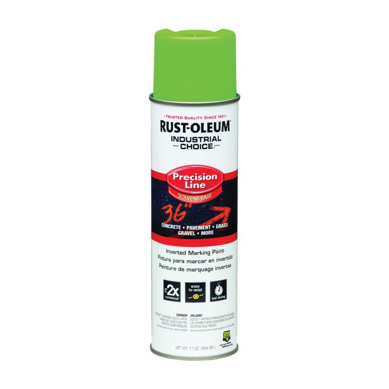 Rust-Oleum 203023 Inverted Marking Spray Paint, Semi-Gloss, Fluorescent Green, 17 oz, Can Fluorescent Green