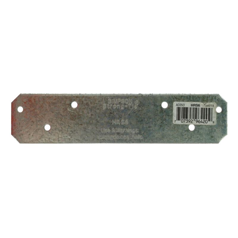 Simpson Strong-Tie HRS HRS6 Strap Tie, 6 in L, 1-3/8 in W, Steel, Galvanized, Fastening Method: Nail Silver