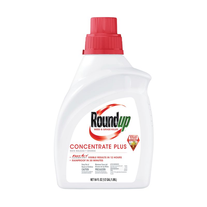 Roundup 5006010 Weed and Grass Killer, Liquid, Spray Application, 64 oz Bottle Amber