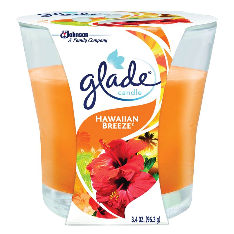 Glade 76956 Air Freshener Candle, 3.4 oz Jar, Hawaiian Breeze, Orange Orange