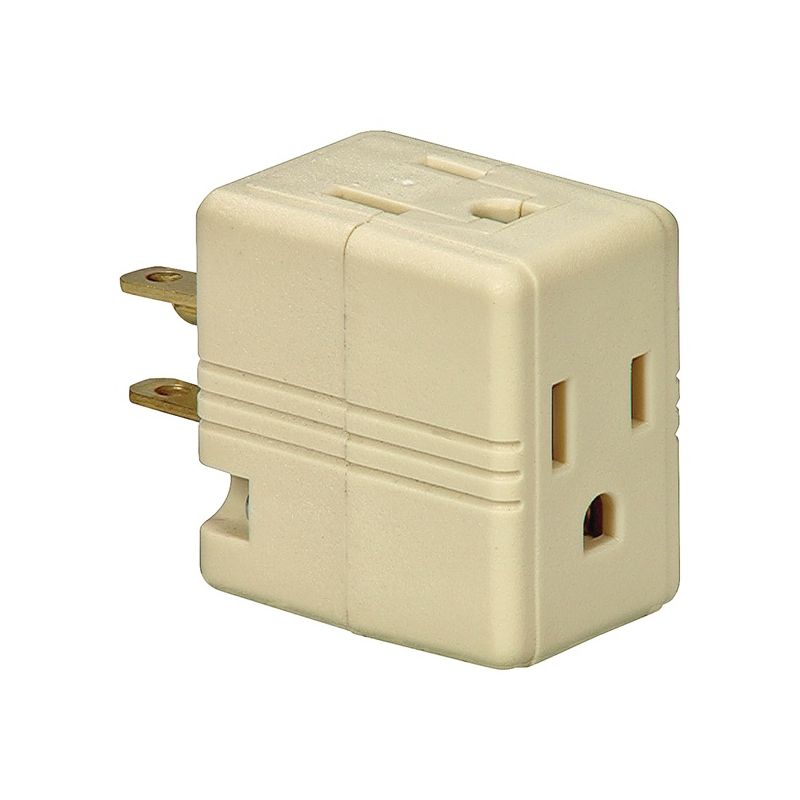 Eaton Wiring Devices BP1482V Outlet Adapter, 2 -Pole, 15 A, 125 V, 3 -Outlet, NEMA: NEMA 5-15R, White White