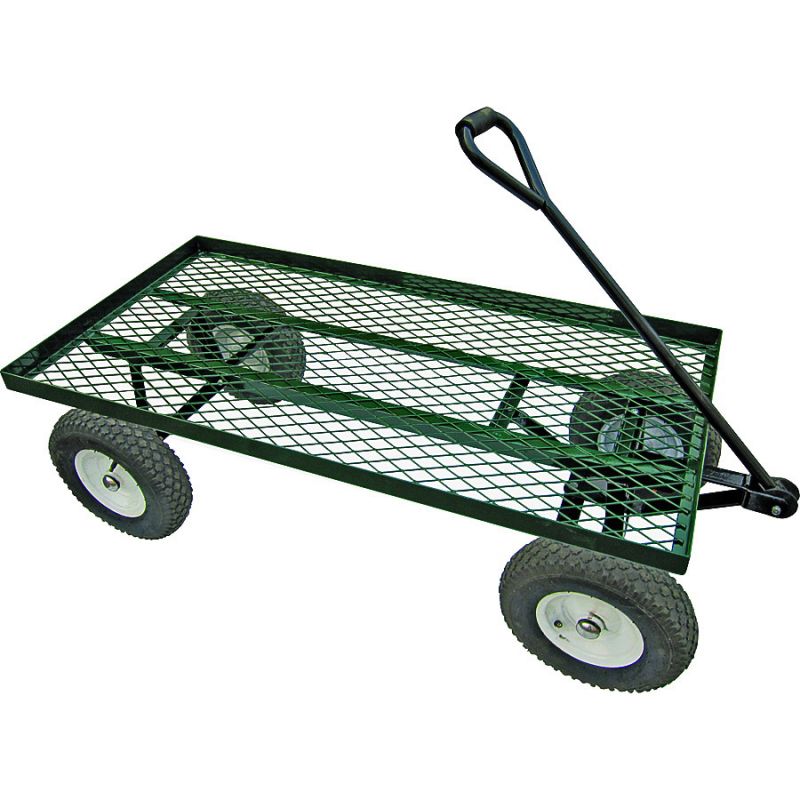 Landscapers Select YTL22115 Garden Cart, 1200 lb, Steel Deck, 4-Wheel, 13 in Wheel, Pneumatic Wheel, Green Green