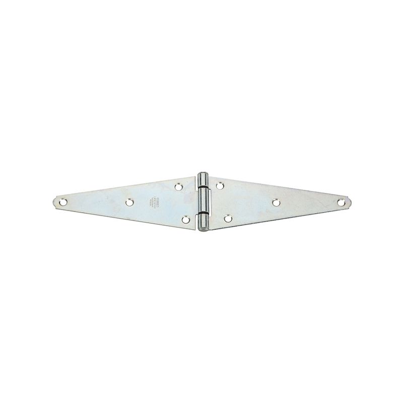 National Hardware N128-165 Heavy Strap Hinge, 15.39 in W Frame Leaf, 0.11 in Thick Leaf, Steel, Zinc, Tight Pin, 33 lb