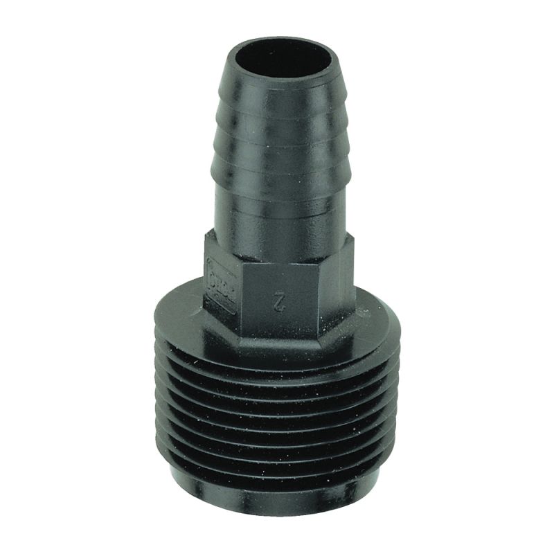 Toro 53389 Adapter, 3/8 x 3/4 in Connection, Barb x Male, Plastic, Black Black
