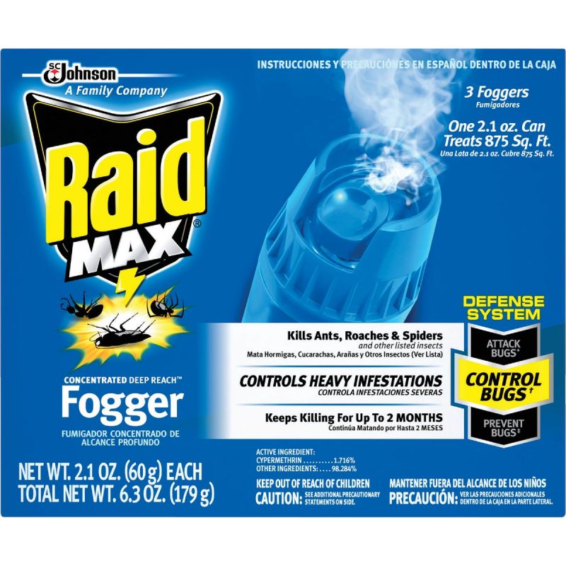 Raid Max Concentrated Deep Reach Indoor Insect Fogger 2.1 Oz.