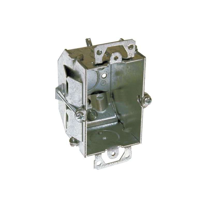 Raco GBV-OW Gangable Switch Box, 1-Gang, 1-Outlet, 1-Knockout, 1/2 in Knockout, Steel, Gray, Galvanized, Screw Gray