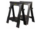 Stanley 060864R Portable Folding Sawhorse, 1000 lb, 2-1/8 in W, 32 in H, 26-7/8 in D, Plastic