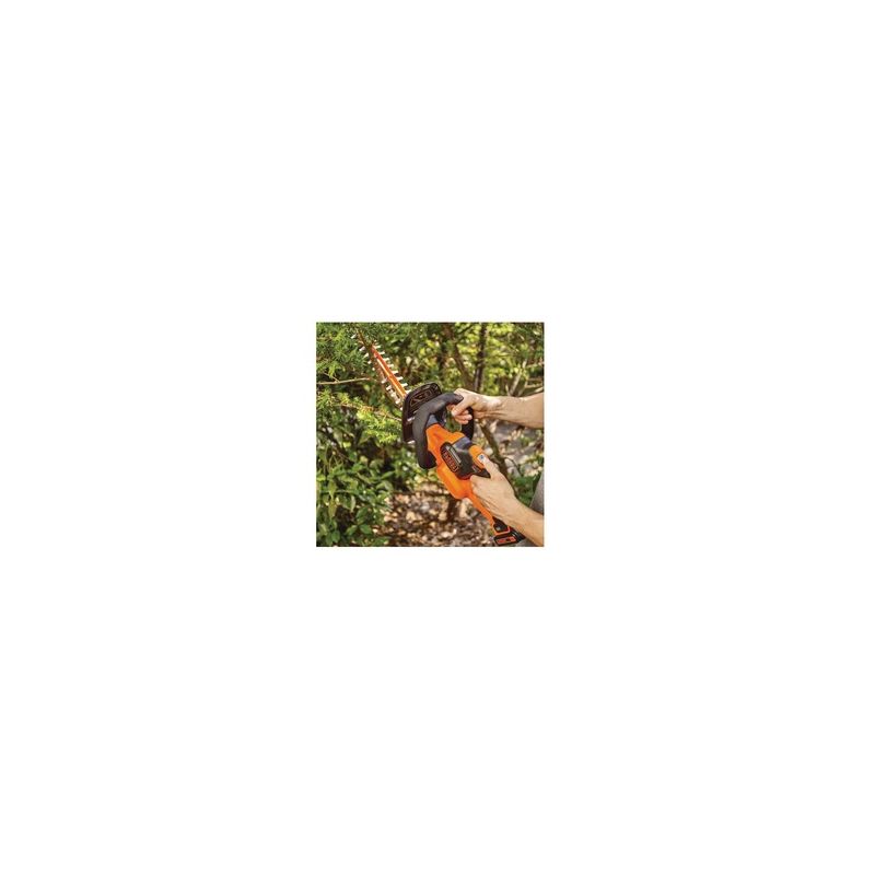 Black+Decker LHT321 Hedge Trimmer, Battery Included, 20 V, Lithium-Ion, 3/4 in Cutting Capacity, 22 in Blade Black/Orange