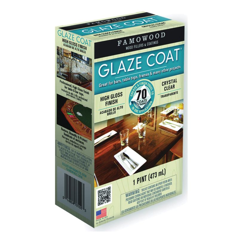 Famowood 5050060 Glaze Epoxy Coating, Liquid, Slight, Clear, 1 pt, Container Clear