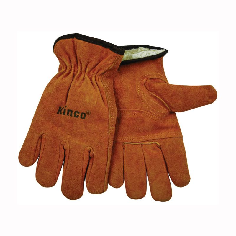 Kinco 51PL-XL Driver Gloves, Men&#039;s, XL, 10-1/2 in L, Keystone Thumb, Easy-On Cuff, Cowhide Leather, Gold XL, Gold