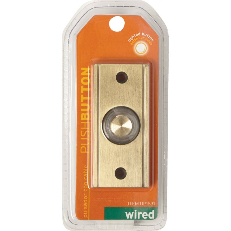 IQ America Wired Lighted Doorbell Push-Button Antique Brass