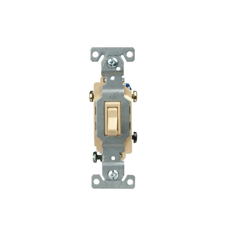 Eaton Cooper Wiring 1303V Toggle Switch, 15 A, 120 V, Polycarbonate Housing Material, Ivory Ivory