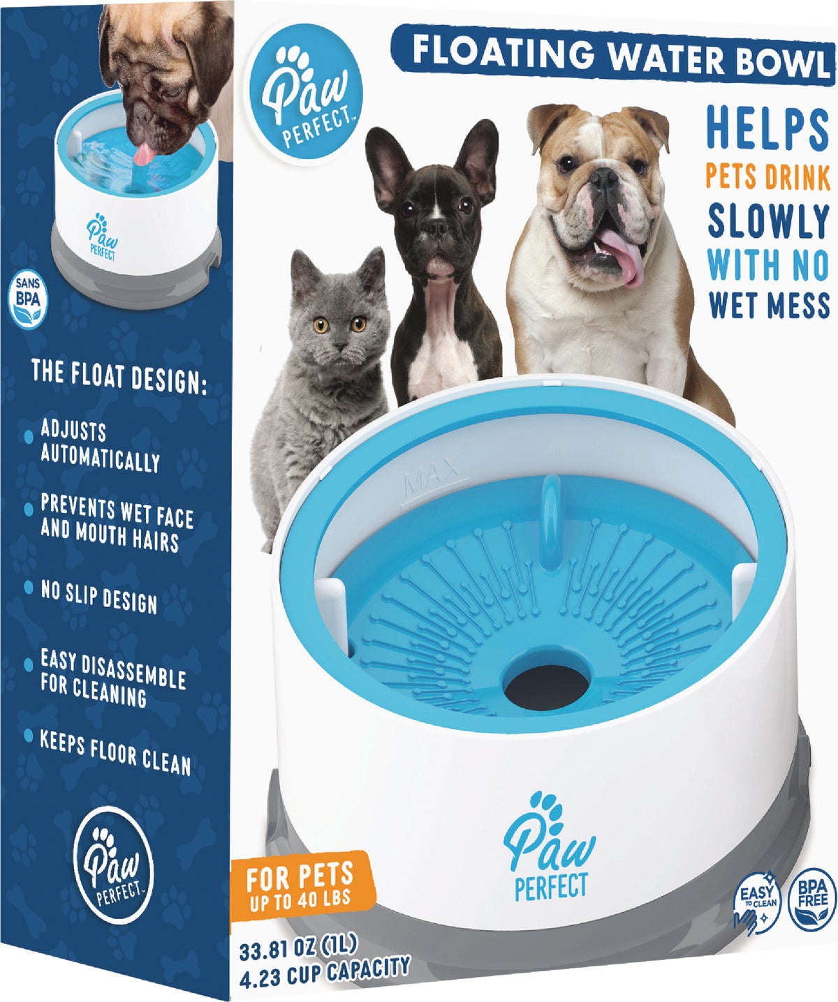 Bell+Howell Paw Perfect 16 Oz. Slow Feeder Pet Bowl Aid Digestion Cat Dog  Puppy