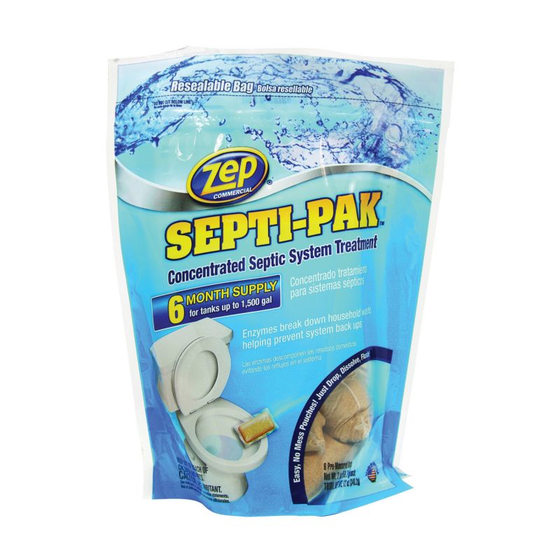 Zep Septi-Pak Series ZSTP6 Septic System Treatment, Solid, Brown, Mild, 12 oz Pouch Brown