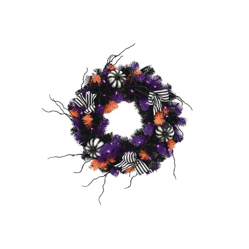 Tabitha Halloween LED Prelit Wreath Black