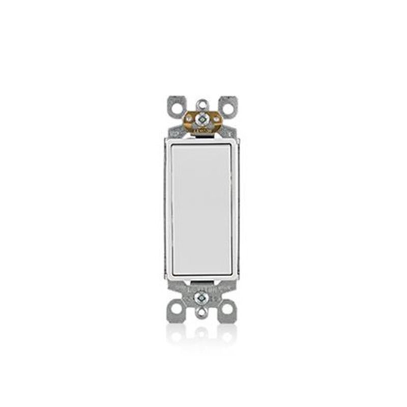 Leviton S12-05603-2WS Rocker Switch with Ground Screw, 15 A, 120/277 V, 3-Way, Lead Wire Terminal, White White