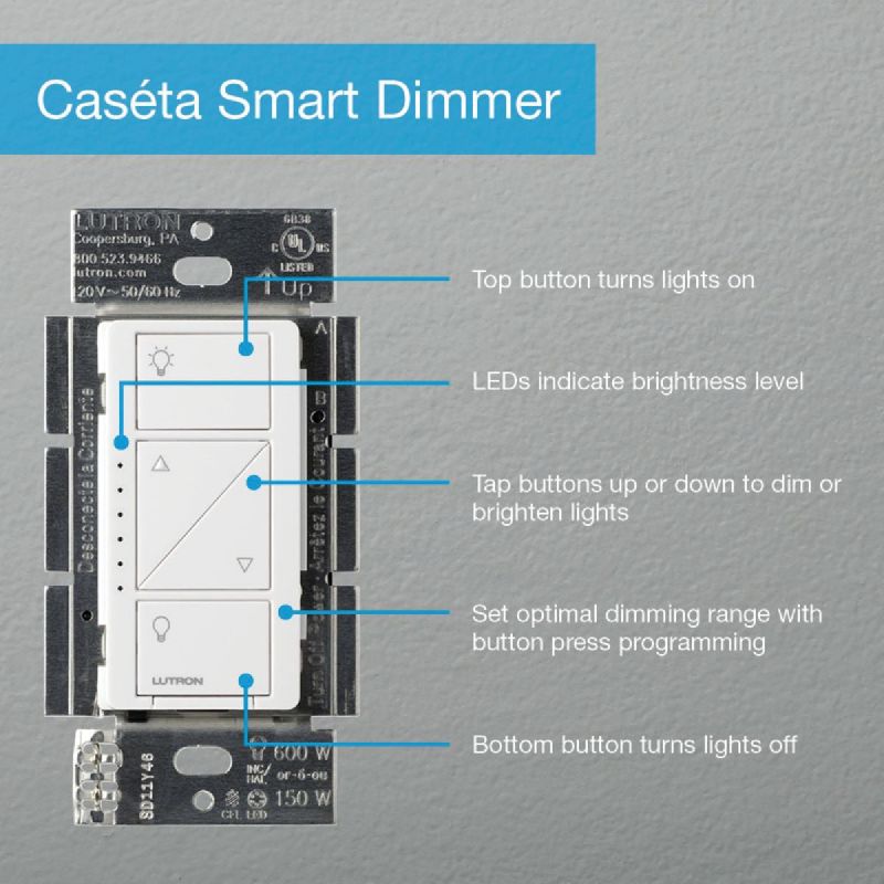 Lutron Caseta In-Wall Wireless Dimmer Kit White, 1.25A