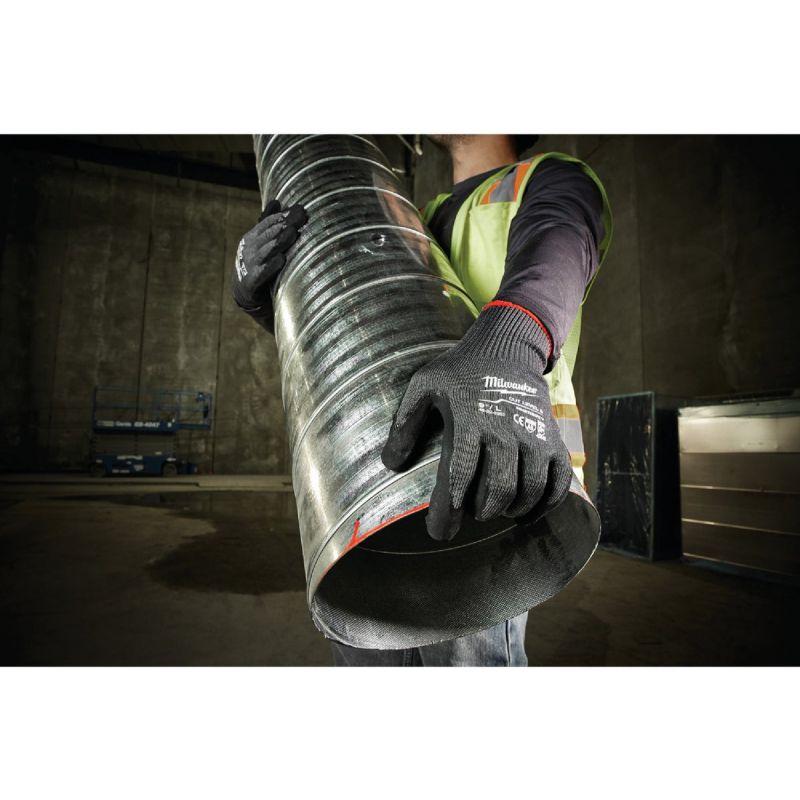 Milwaukee Nitrile Coated Cut Level 5 Work Glove XL, Red &amp; Black