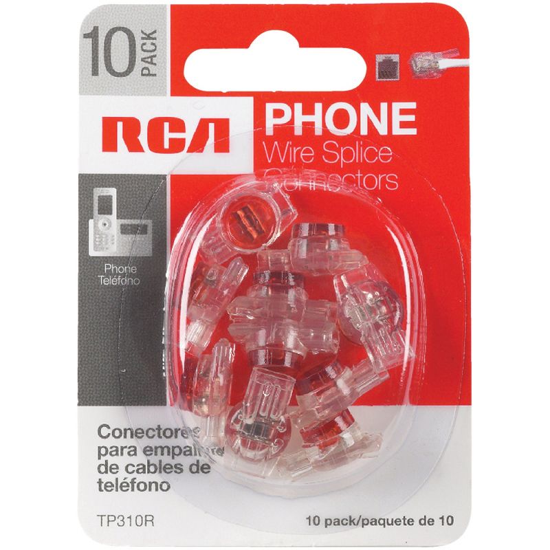 RCA Wire Splice Connector Phone Cord Coupler Clear, Red