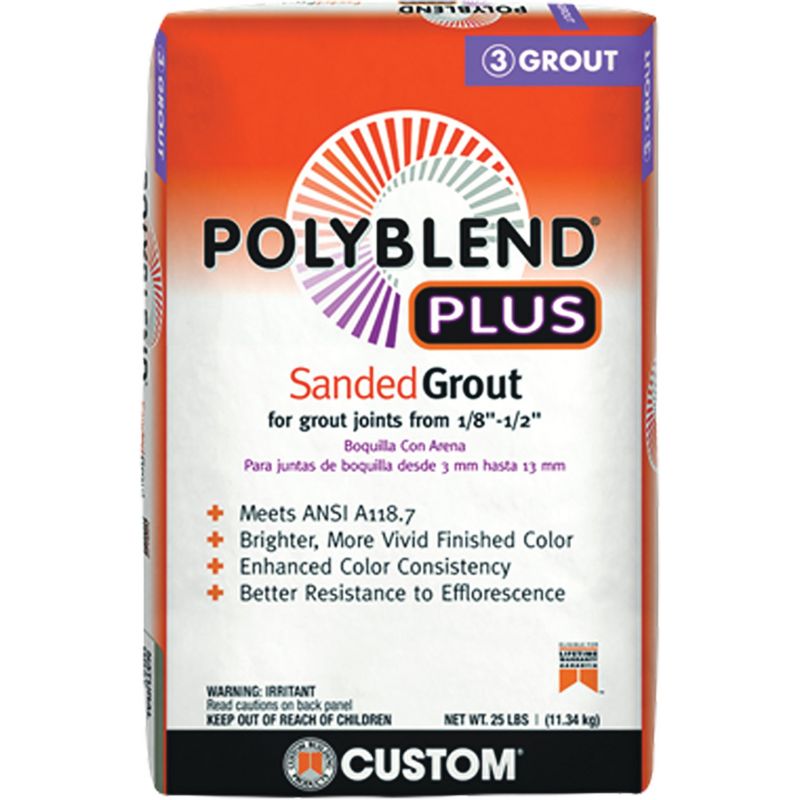 Custom Building Products PolyBlend PLUS Sanded Tile Grout 25 Lb., Natural Gray