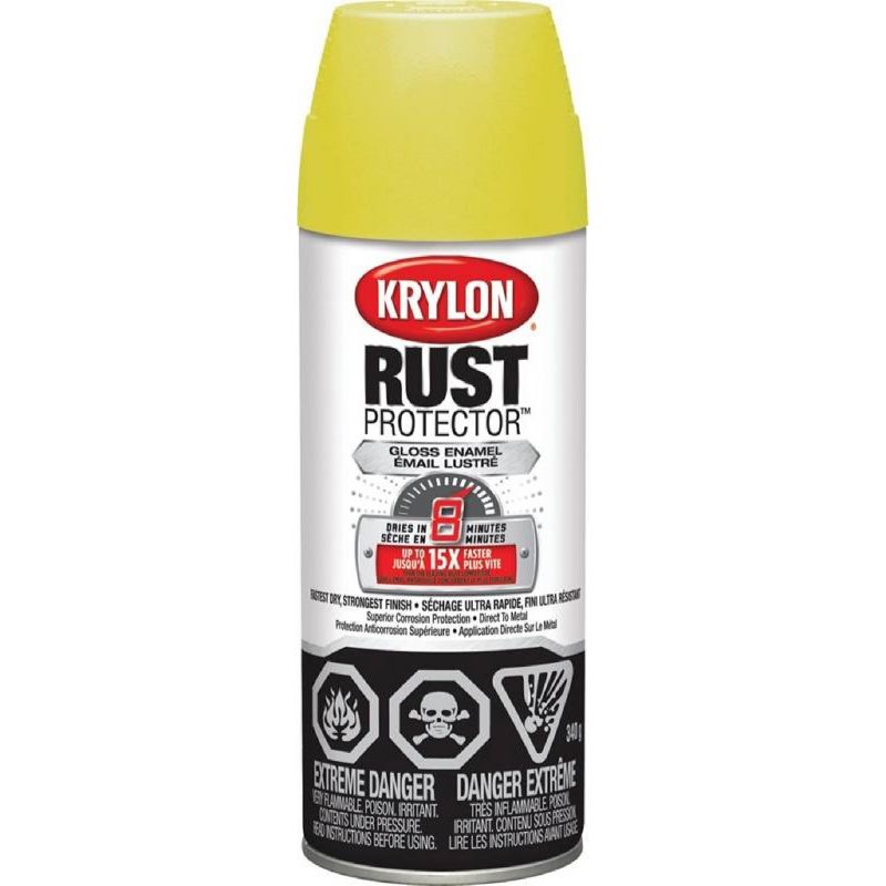 Krylon Rust Protector 469010000 Rust Preventative Spray Paint, Gloss, Yellow, 12 oz, Can Yellow