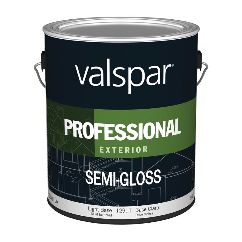 Valspar Professional 12900 Series 07 Exterior Paint, Semi-Gloss, Light Base, 1 gal Light Base