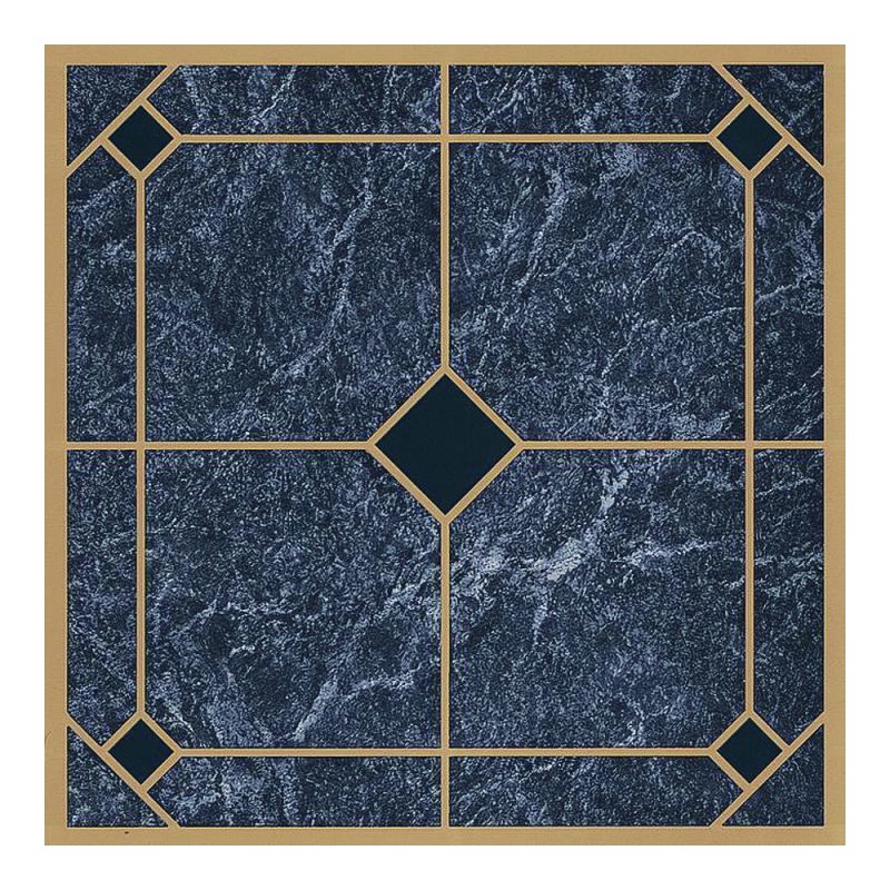 ProSource CL2002 Vinyl Self-Adhesive Floor Tile, 12 in L Tile, 12 in W Tile, Square Edge, Blue/Gold Blue/Gold