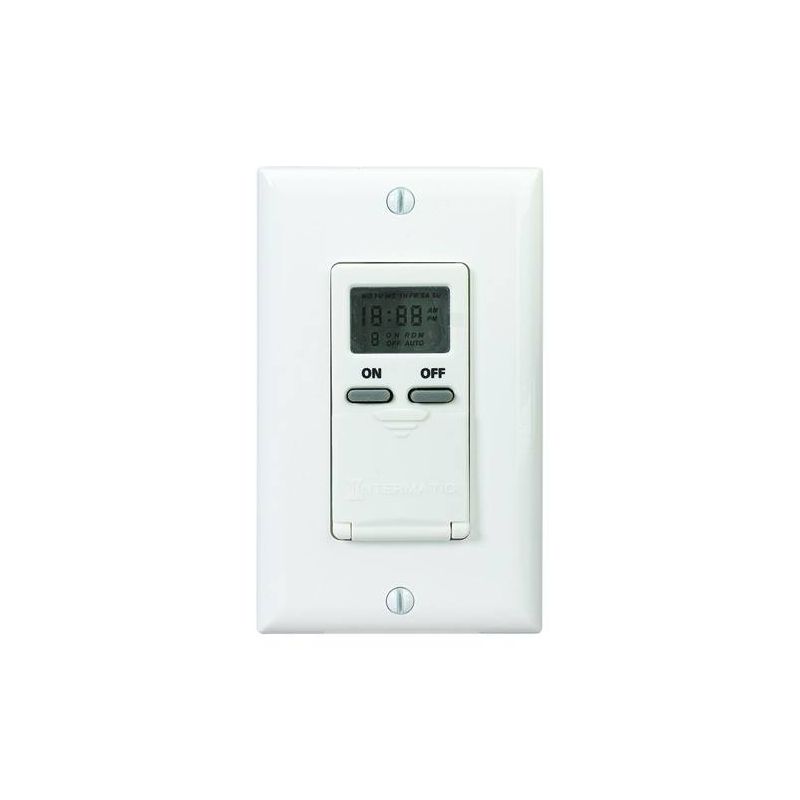 Intermatic EI500 EI500WC Electronic In Wall Timer, 15 A, 1 min Cycles, LCD Display, Wall Mounting