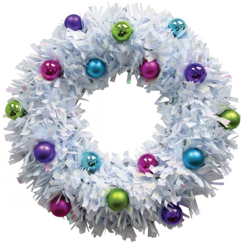 Youngcraft 17 In. Holographic Tinsel Wreath Opal (Pack of 6)