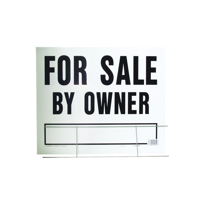 Hy-Ko LFS-1 Lawn Sign, For Sale By Owner, Black Legend, Plastic, 24 in W x 19 in H Dimensions