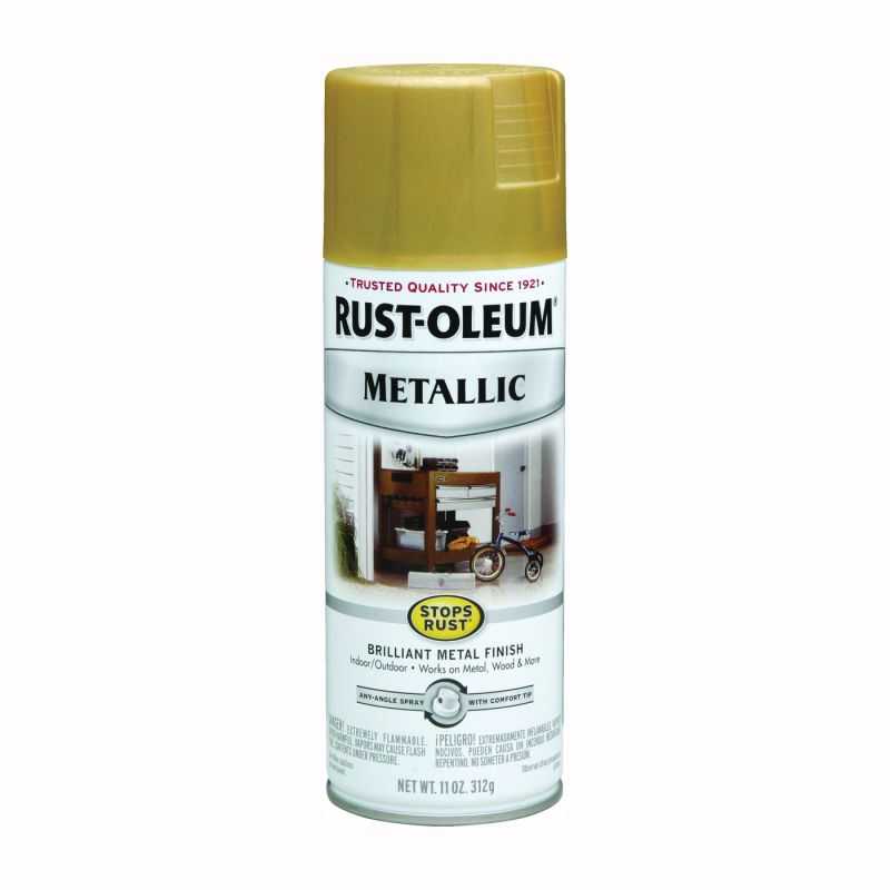 Rust-Oleum 7270830 Rust Preventative Spray Paint, Metallic, Gold Rush, 11 oz, Can Gold Rush
