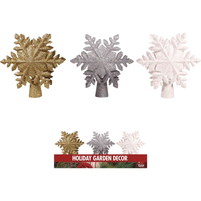 Alpine Snowflake Projector Christmas Tree Topper Golden, White, Silver