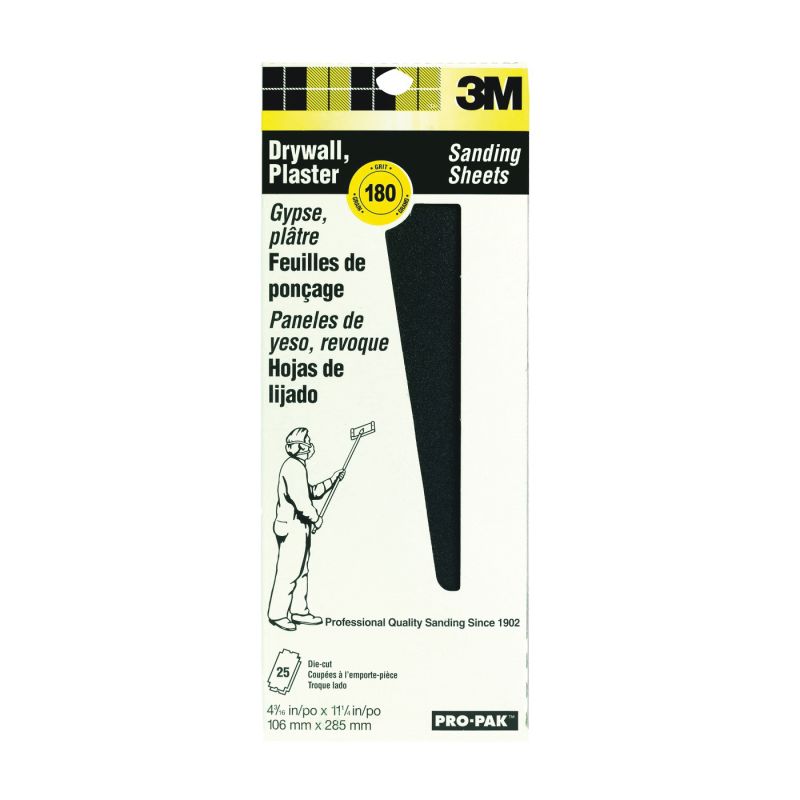 3M 99439 Sanding Screen, 11 in L, 4-3/16 in W, 180 Grit, Very Fine, Silicone Carbide Abrasive, Cloth Backing Tan