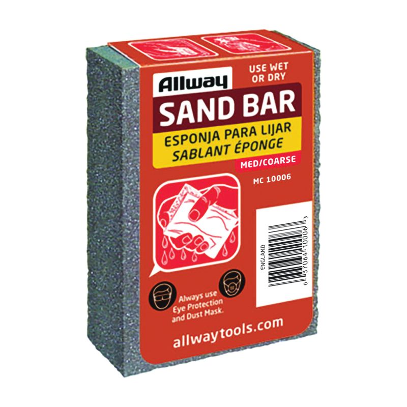 Allway Tools MC Sand Bar, 4 in L, 2-1/2 in W, Coarse, Medium, Aluminum Oxide Abrasive (Pack of 10)