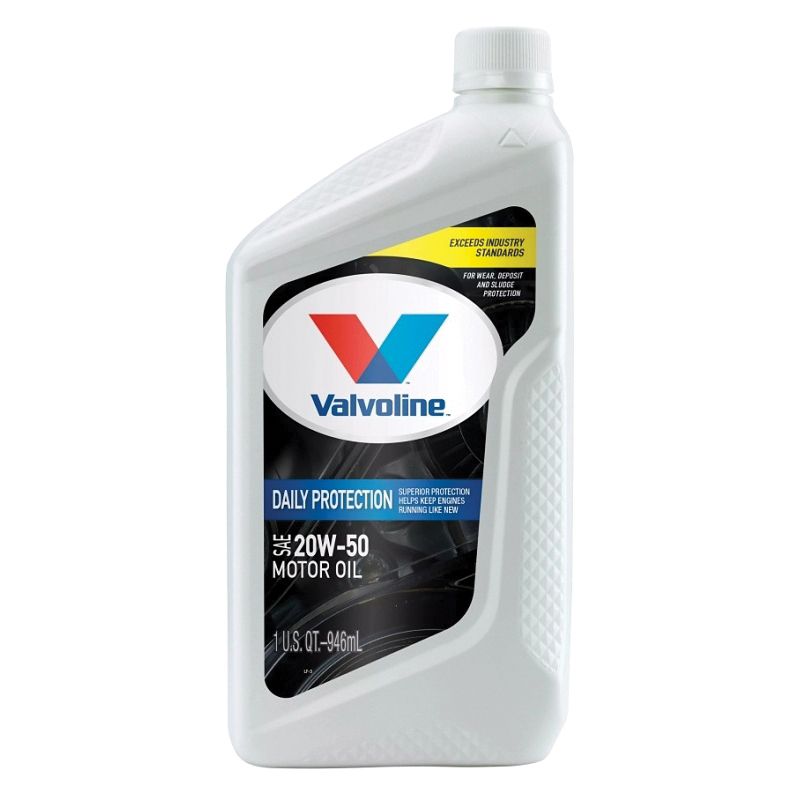 Valvoline Daily Protection 822344 Synthetic Blend Motor Oil, 20W-50, 1 qt, Bottle Amber